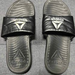 Reebok Womens size 8 Black White Slides Sport Sandals Retro Style