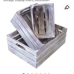 Set Of 3 Nesting Wooden Crates