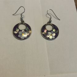 Purple Stained Glass Earrings 
