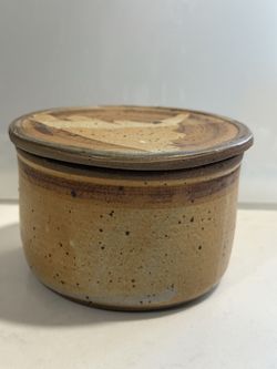 Vintage French Butter Keeper Crock Studio Pottery Artist Signed - Raymond ‘79