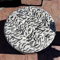Round zebra print With Leather Ottoman 