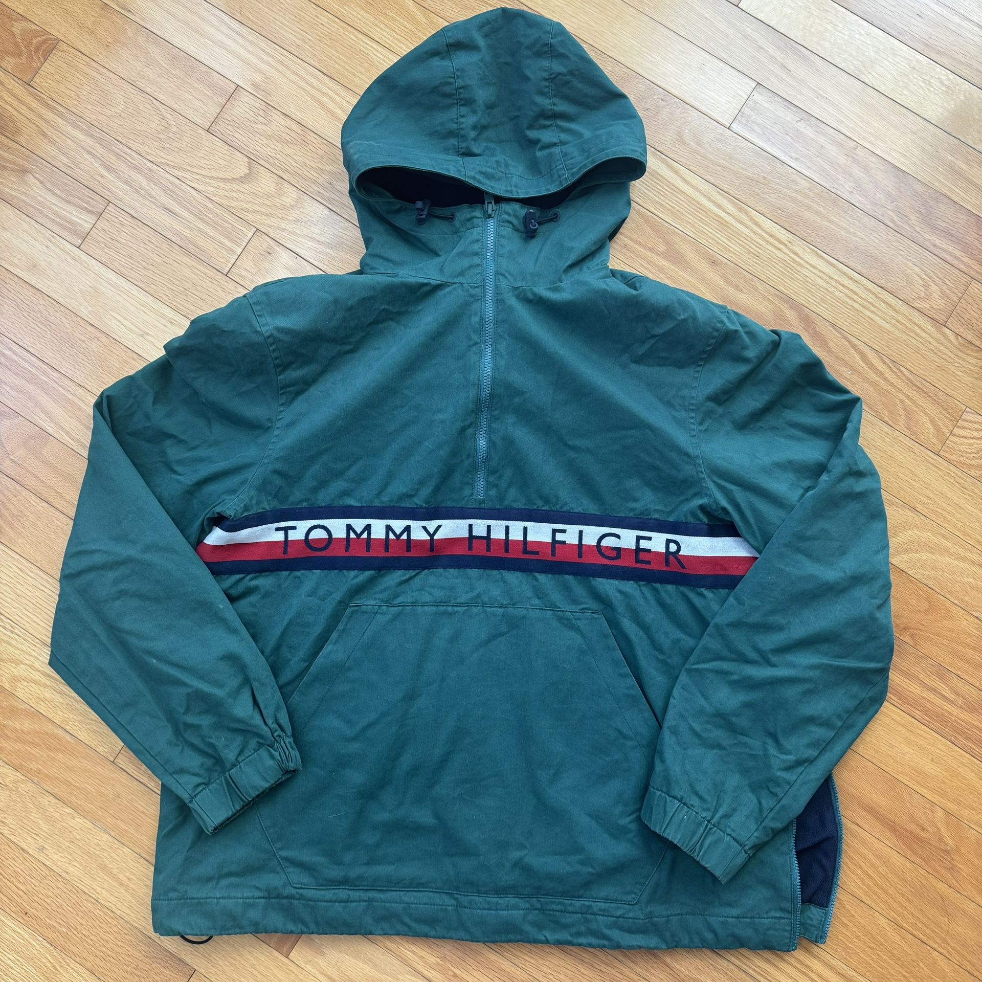 Men Medium - Vintage Tommy Hilfiger Fleece Lined Pullover Jacket Anorak