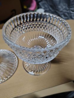 Crystal diamond cut candy dish