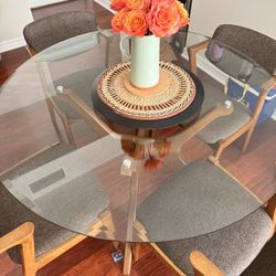 Glass Dining Set (includes Circular Table And 4 Matching Chairs)