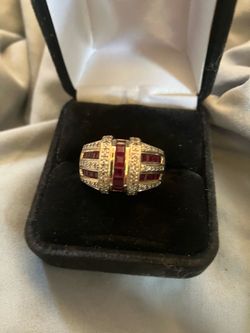 Gold, ruby diamond ring