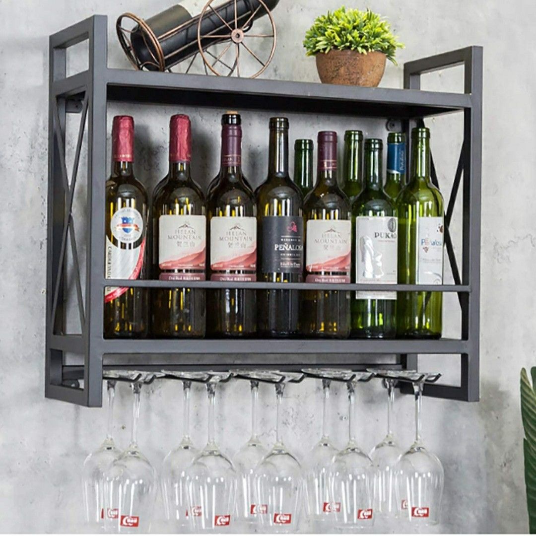 Industrial Wall Mounted Wine Rack