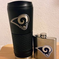 NFL Los Angeles Rams Brushed Stainless Steel Flask & Tumbler