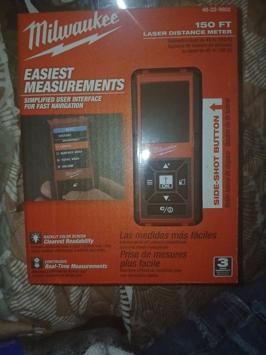 Milwaukee 150ft Laser Distance Meter (Length,surface Area,total Area,volume)