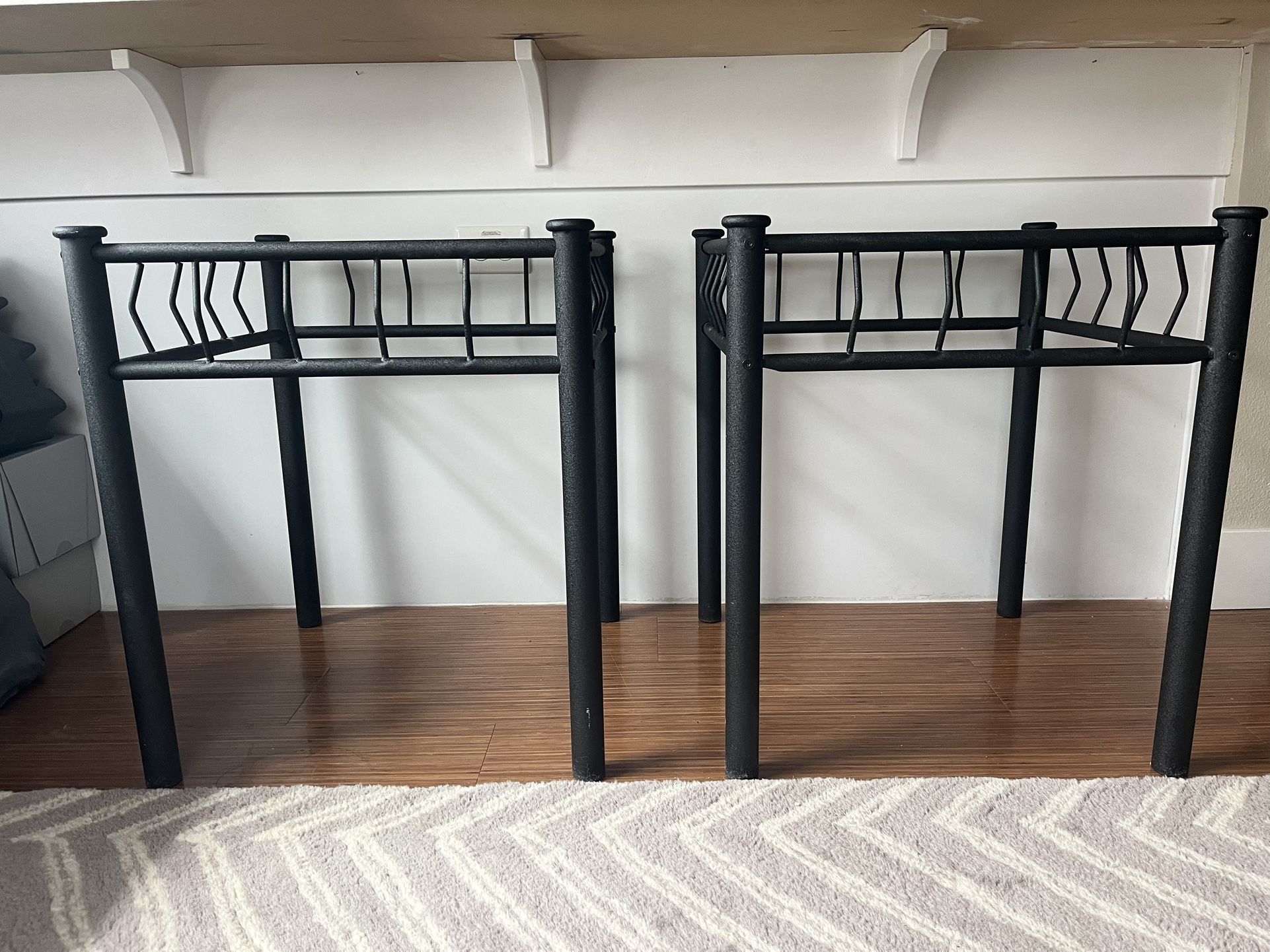 Pair of Metal Side/End Tables with Glass Tops