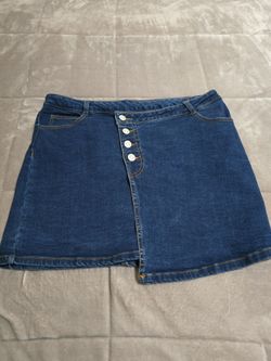 Asymmetrical pain bluejean skirt