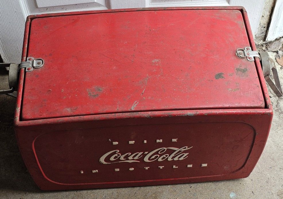Early 1920's "Drink Coca Cola In Bottles" Metal Cooler