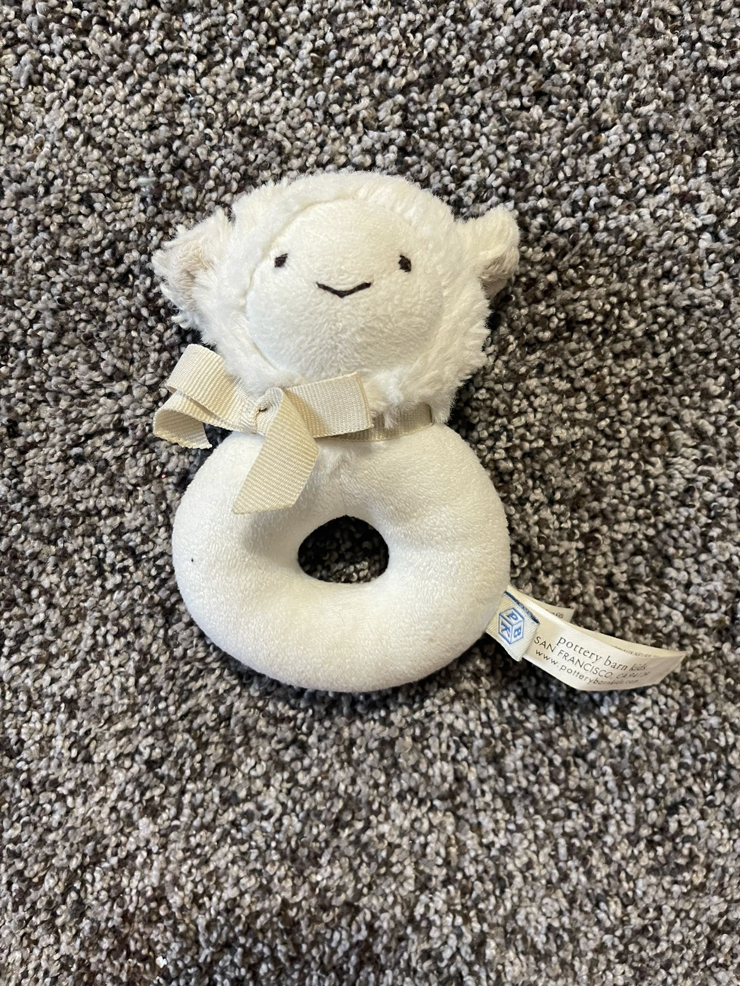 Pottery Barn Kids Lamb Plush Baby Ring Rattle Small