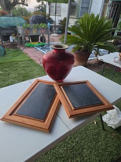 Chalkboards and large vase