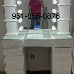 New 13 Drawer Makeup Vanity With Bluetooth Mirror 