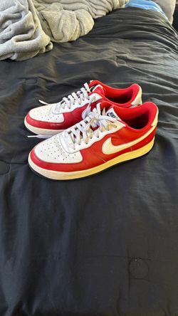 Custom Nike Air Force 1 Low Red White Sneakers (Size 9.5)