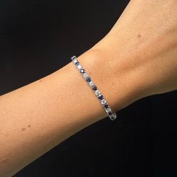 Alternating Natural Diamond & Sapphire Tennis Bracelet 14k Solid Gold 5CT