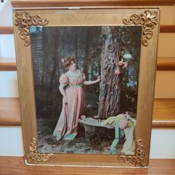 "THE TRYSTING PLACE" - ANTIQUE REVERSE PRINT