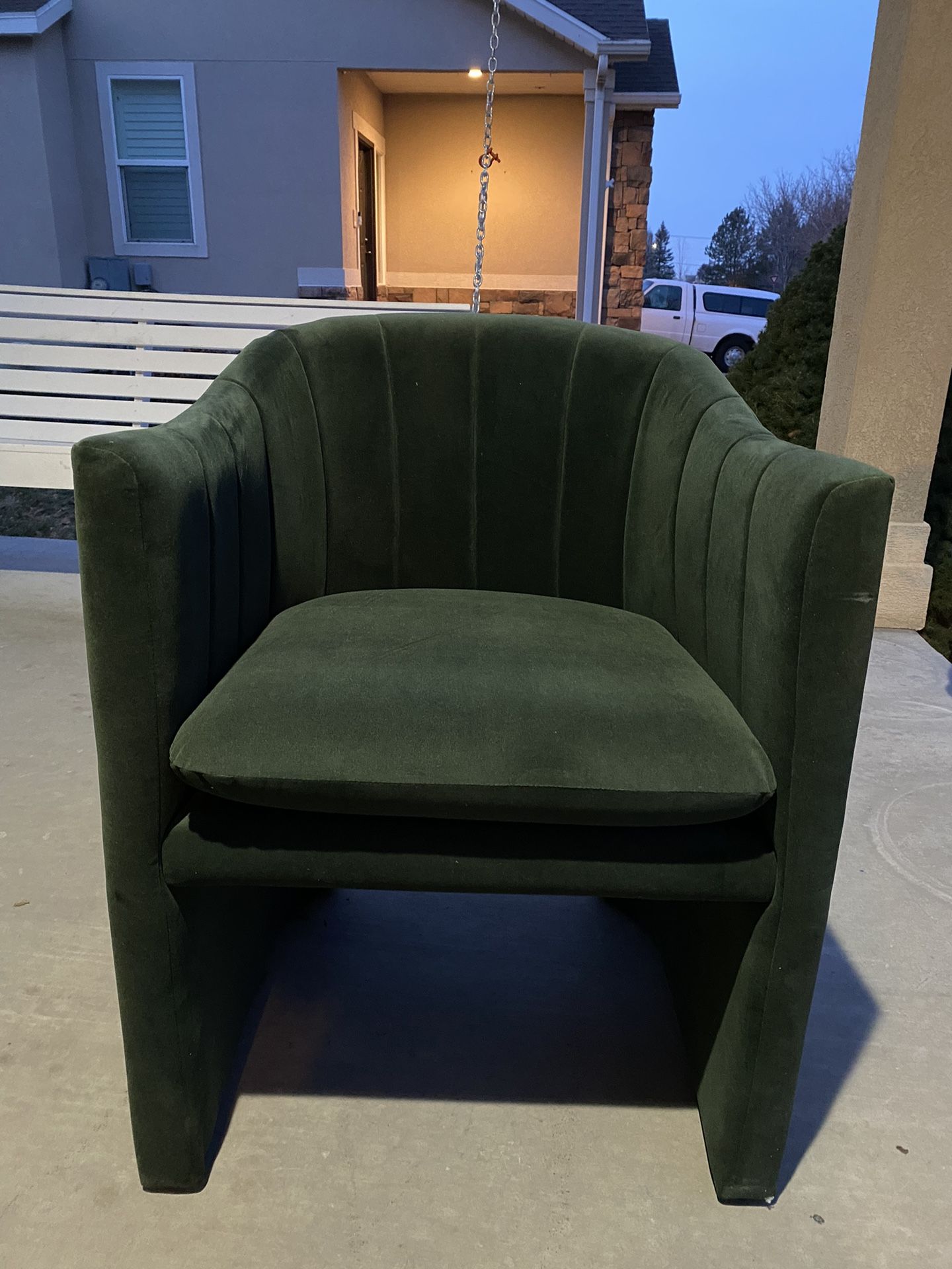 New Dark Green Velvet Upholstered Arm Chair (retail $670)