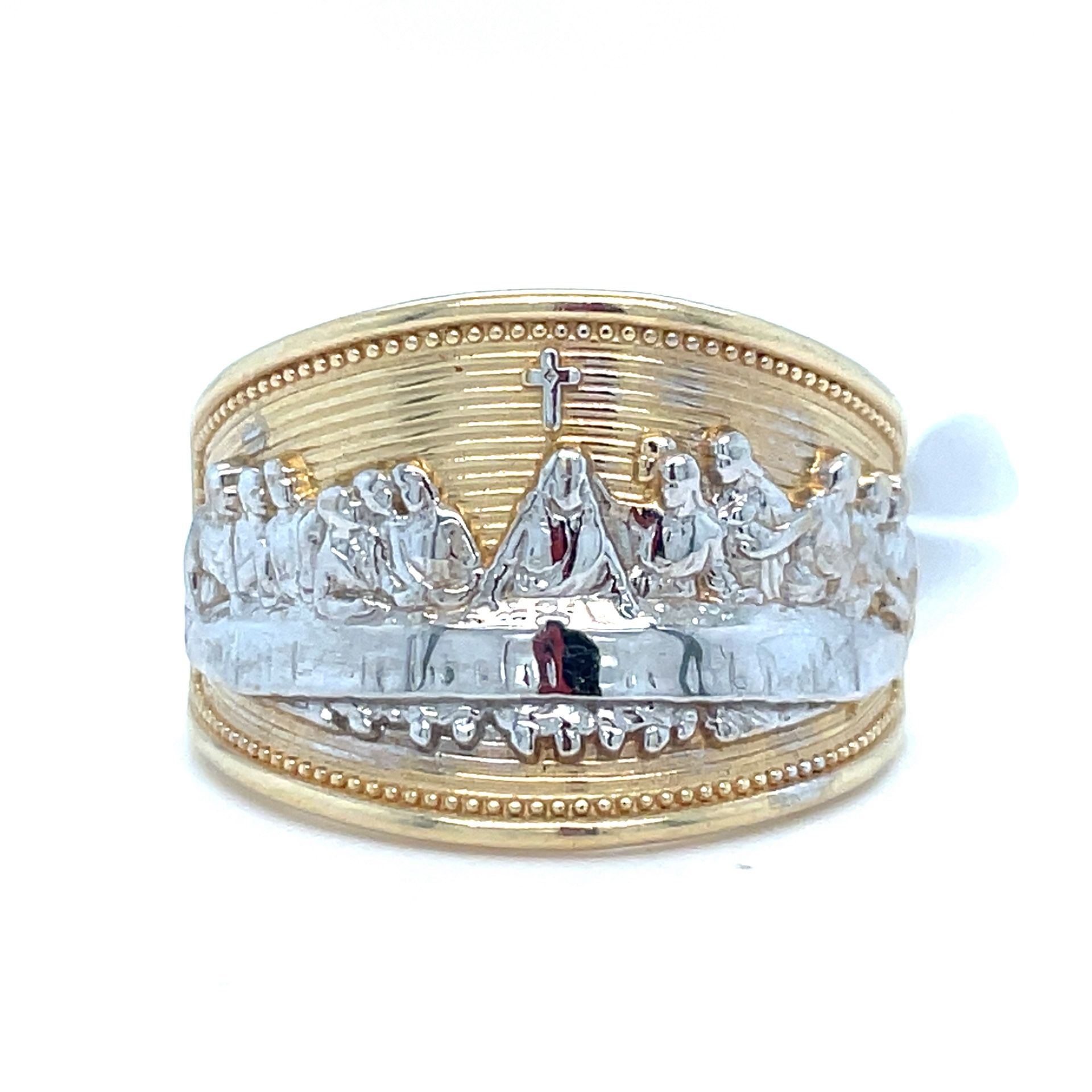 14Kt Two Tone Gold Last Supper Ring 6.06g Size 10 190339/16