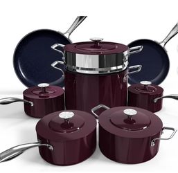 Nuwave Lux Pots and Pans Set Ultra Nonstick, Healthy G10 Duralon Ceramic Coating 13pc Forged Lightweight Cookware Set, Stay-Cool Handles, Works on All