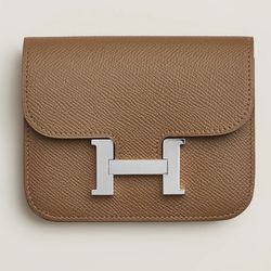 Hermes Constance Slim wallet Brown leather 