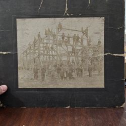 Antique photo of W W MILLER BARN RAISING In CRYSTAL ROCK OHIO