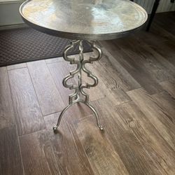 MCM Sculptural Brutalist Tall Cast Aluminum Accent Table