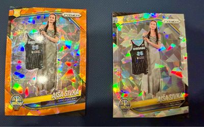 2025 Panini Prizm WNBA Ajsa Sivka RC Orange Ice & Silver Cracked Ice Lot #85 Chicago Sky