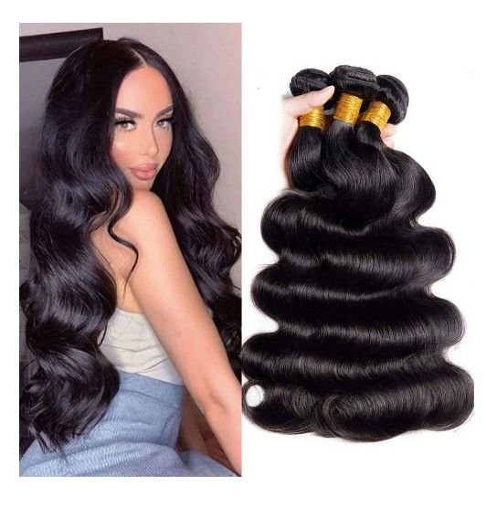 Human Virgin Hair Extension Body Wave Bundle Unprocessed Raw Hair Natural Color 100 grams per bundle 22"+24"