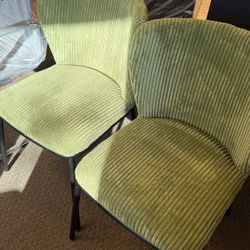 Green Dining Room Chairs Set of 2, Kitchen Chairs with Black Legs