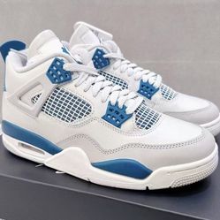 Mid-cut retro basketball shoes for men and women, white and blue