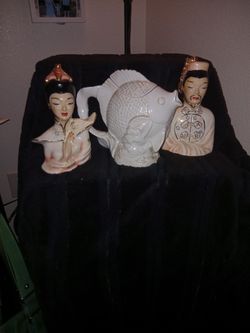 Chinese Couple With Koi Teapot