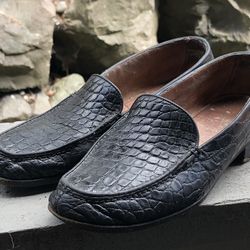 Graveti 523 Women’s Black Croc Print Slip On Dress Shoes