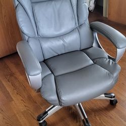 Gray leather office chair in excellent condition