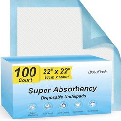 100 Pack Disposable Puppy Training Pads - 22” x 22”