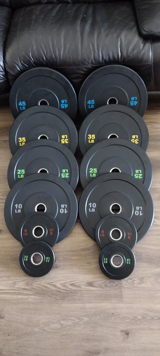 OLYMPIC BUMPER WEIGHT PLATES.