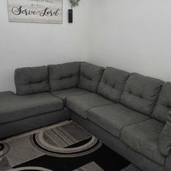 Gray Sectional Sleeper Couch w/ Chaise – Converts to Bed