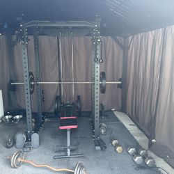 Home Gym Rack Set Bar Weights 