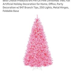 Pre-lit pink Christmas tree