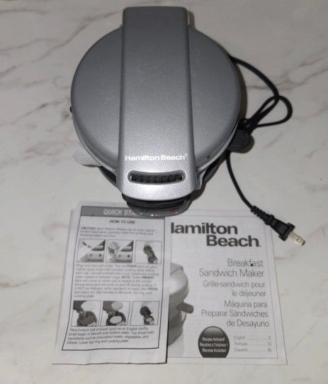 HAMILTON BEACH BREAKFAST SANDWICH MAKER NEW W/O BOX HOME APPLIANCES