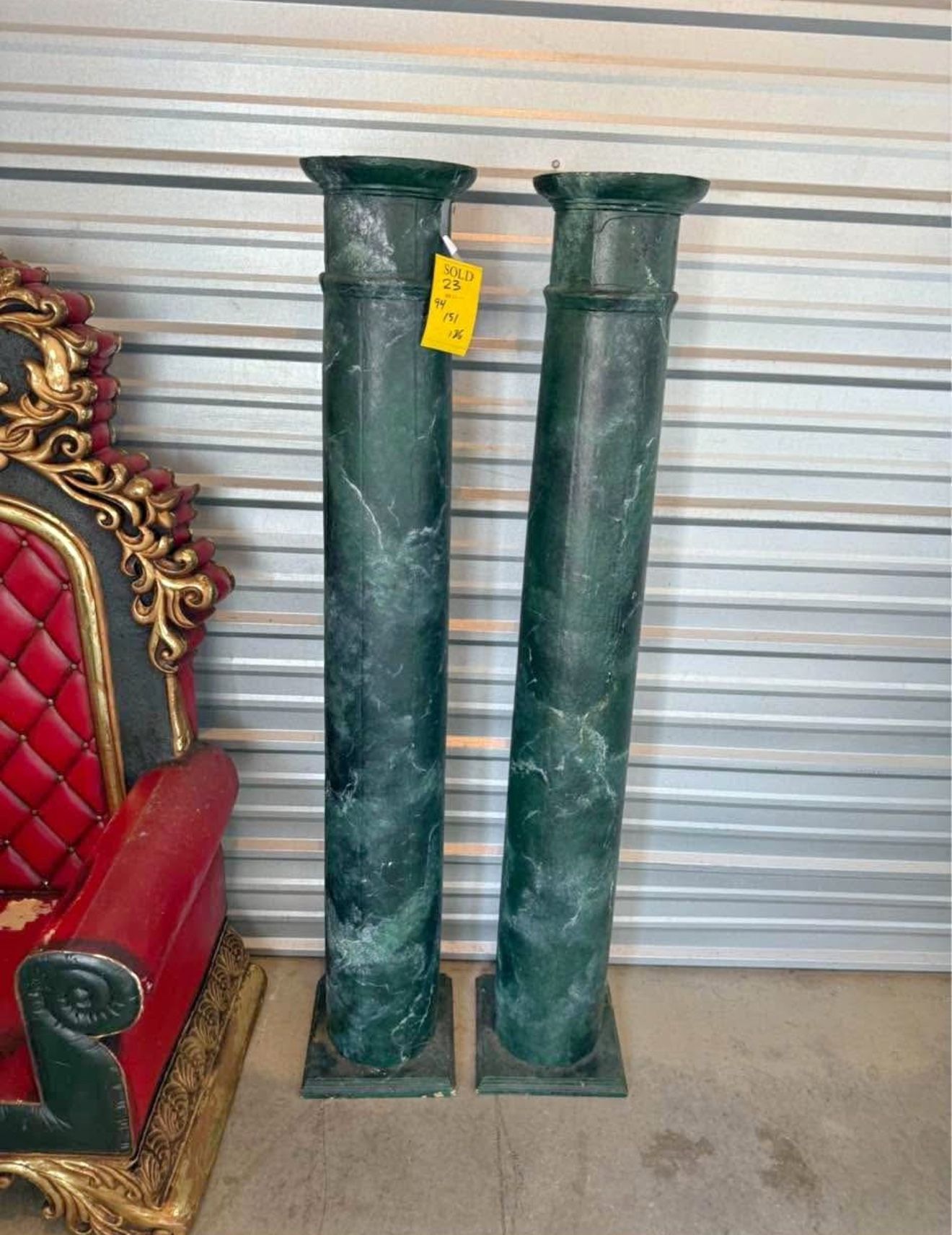 Large Mid-Century Wooden Neoclassical Empire Faux Marble Wooden Plant Stand Column Pedestal x 2 Pick up in Orting Rare vintage antiques