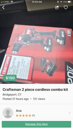 Craftsman 2 piece cordless drill set