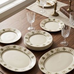 New-Pfaltzgraff 'Naturewood' Heritage Serving Platters & Plates - 6 Piece Ceramic Set (NIB)