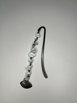 Metal Bookmark with Stone Beads and Charm