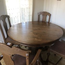 Antique Oak wood Claw Foot Table & Chairs