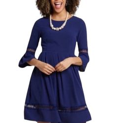 ModCloth Elegant Dark Blue Dress with Lace Detailing size large