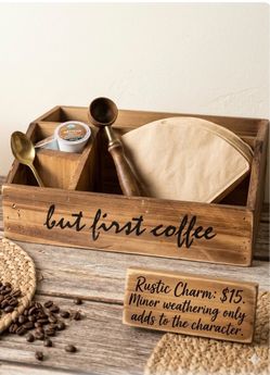Rustic: Wooden: Coffee bar:Tea Organizer