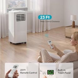 EUHOMY 10,000 BTU Portable Air Conditioners, 4 in 1 Portable AC with Cool, Dry, Fan, Sleep Modes, Room Air Conditioners with 50 dB & 24H Timer, with R