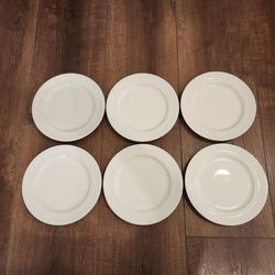8.5" Threshold Round Bead White Porcelain Salad Plates, Target brand,100% Porcelain, 6 Salad/Luncheon dishes, dishwasher and microwave safe, great con