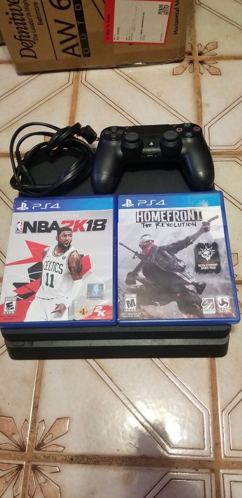 Playstation 4 slim complete with 2 games and one controller Cholo home front the revolution NBA2K18